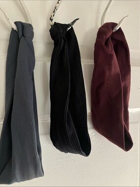 Handmade Set of 3 Twisted Knot Headbands - Blue, Black, Burgundy